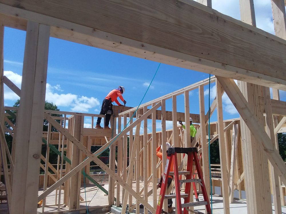 Framing crew at work on a new home